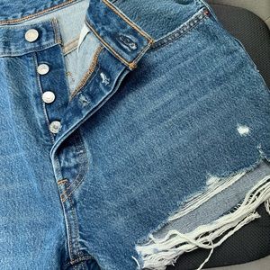 Distressed Levi’s 501 denim shorts